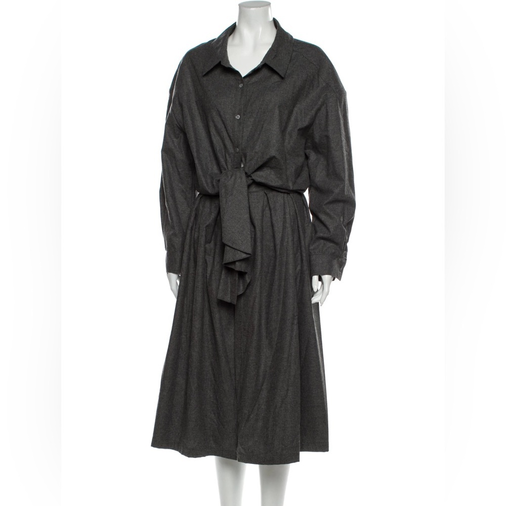 Rosie Assoulin Virgin Wool Blend Midi Button-down Shirt Dress‎